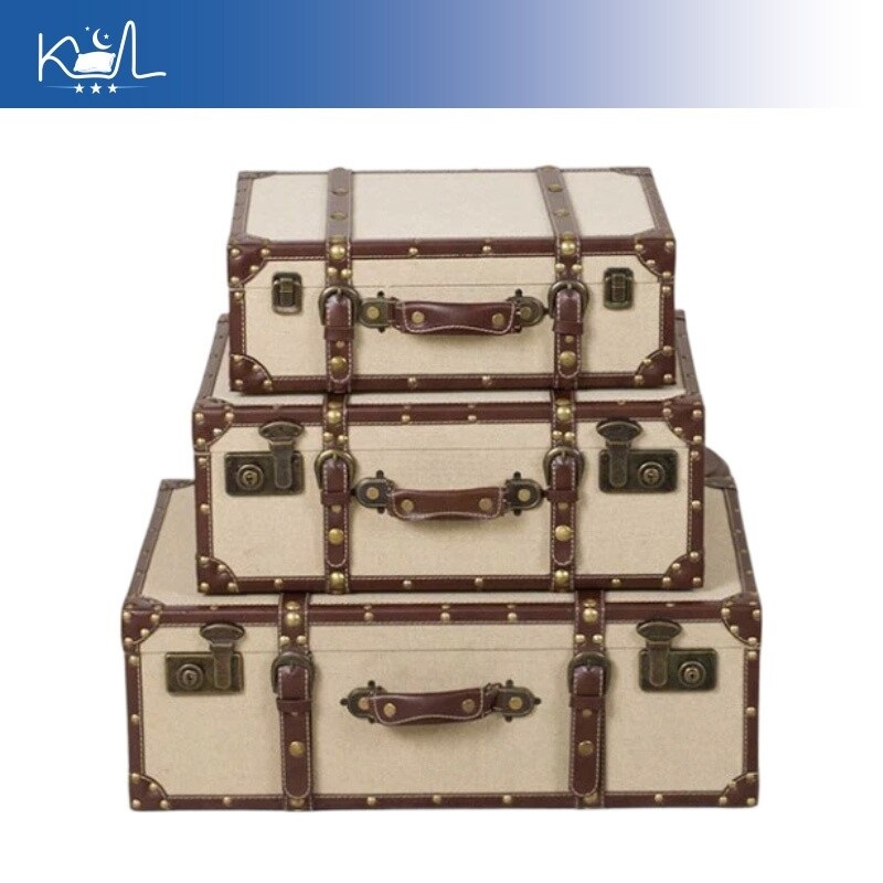 Vintage Linen Fabric Storage T - Retro Vintage Trunk Suitcase recension och pris