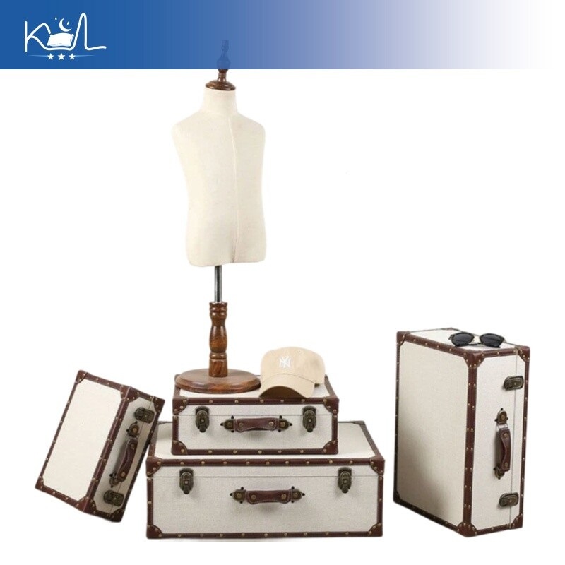 Vintage Linen Fabric Storage T - Retro Vintage Trunk Suitcase recension och pris