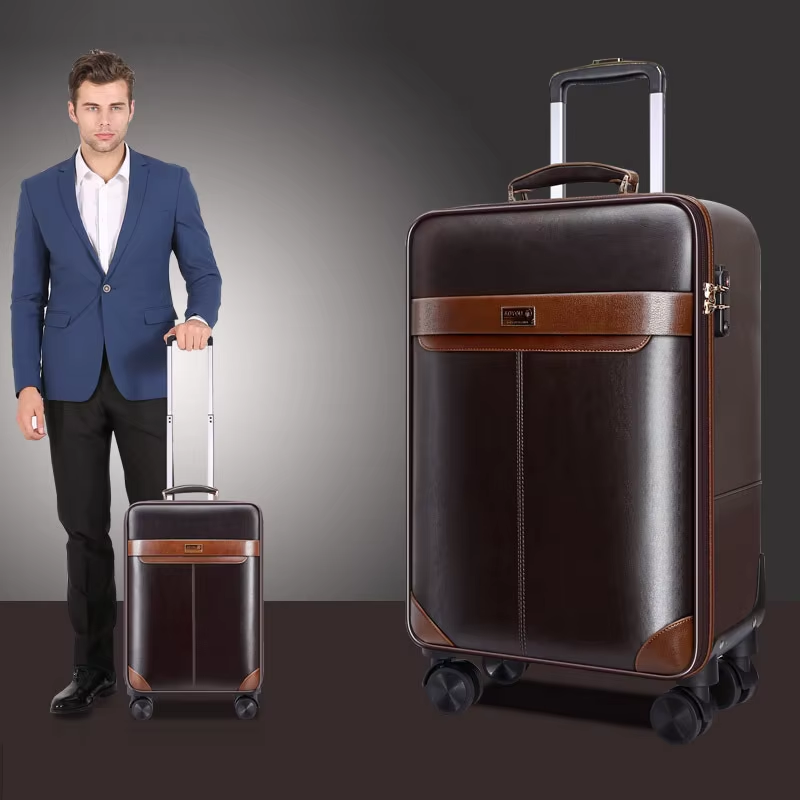 PREMIUM Leather Rolling Luggag - Spinner Wheel Rolling Suitcase 20 Inch recension och pris