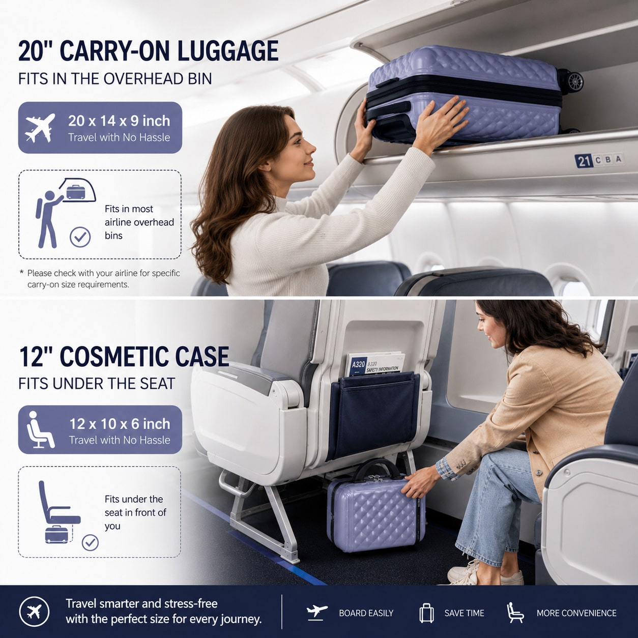 2PCS Carry On Luggage Set, 20  - Cabin Size Lightweight Travel Trolley recension och pris