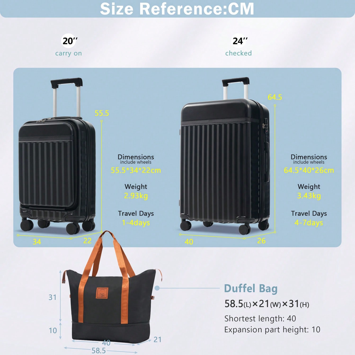 3‑Piece Front‑Opening Hardside - Expandable Hard Shell Luggage Set recension och pris