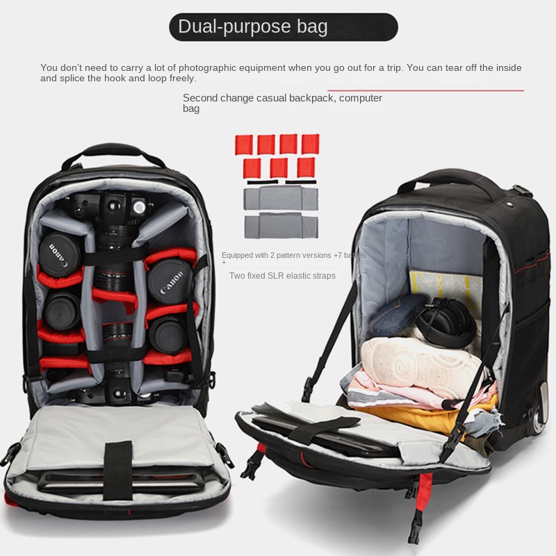 Trolley Photography Backpack P - Foldable Rolling Luggage Bag recension och pris